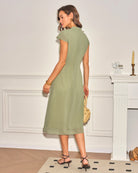 Women's Woven Polyester Midi Dress Dresses - RIHOAS