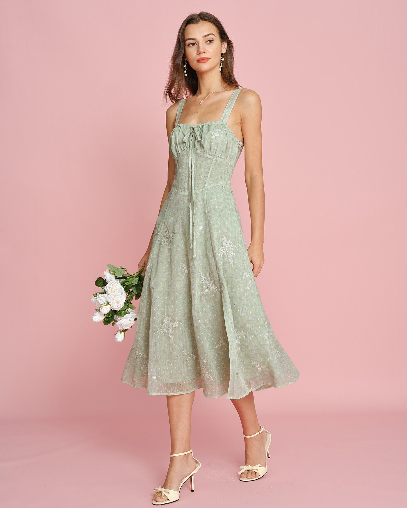 reese jacquard midi dress Green Jacquard Slip A-Line Midi Dress & Reviews - Green - Dresses