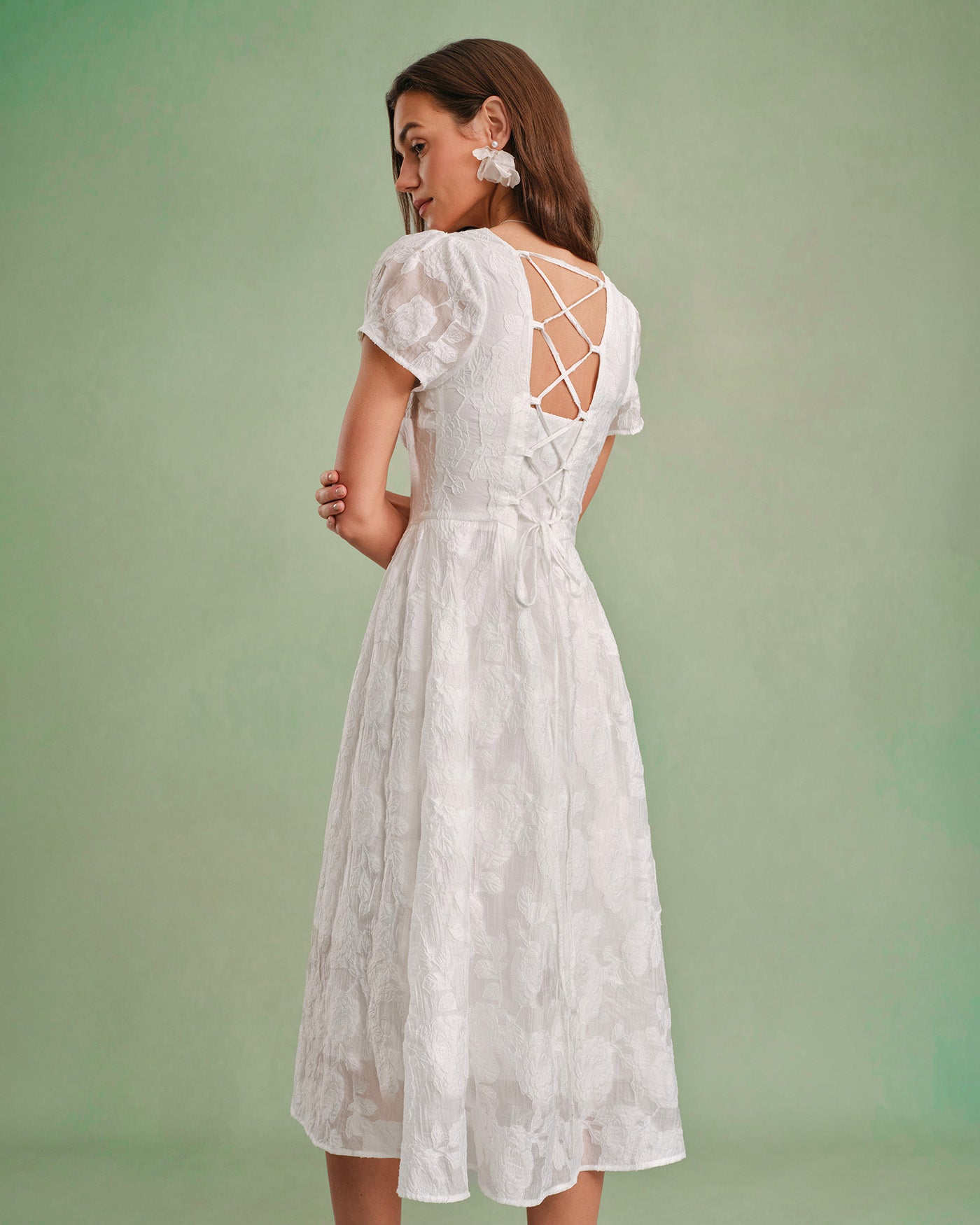 Women's Woven Polyester Midi Dress Dresses - RIHOAS