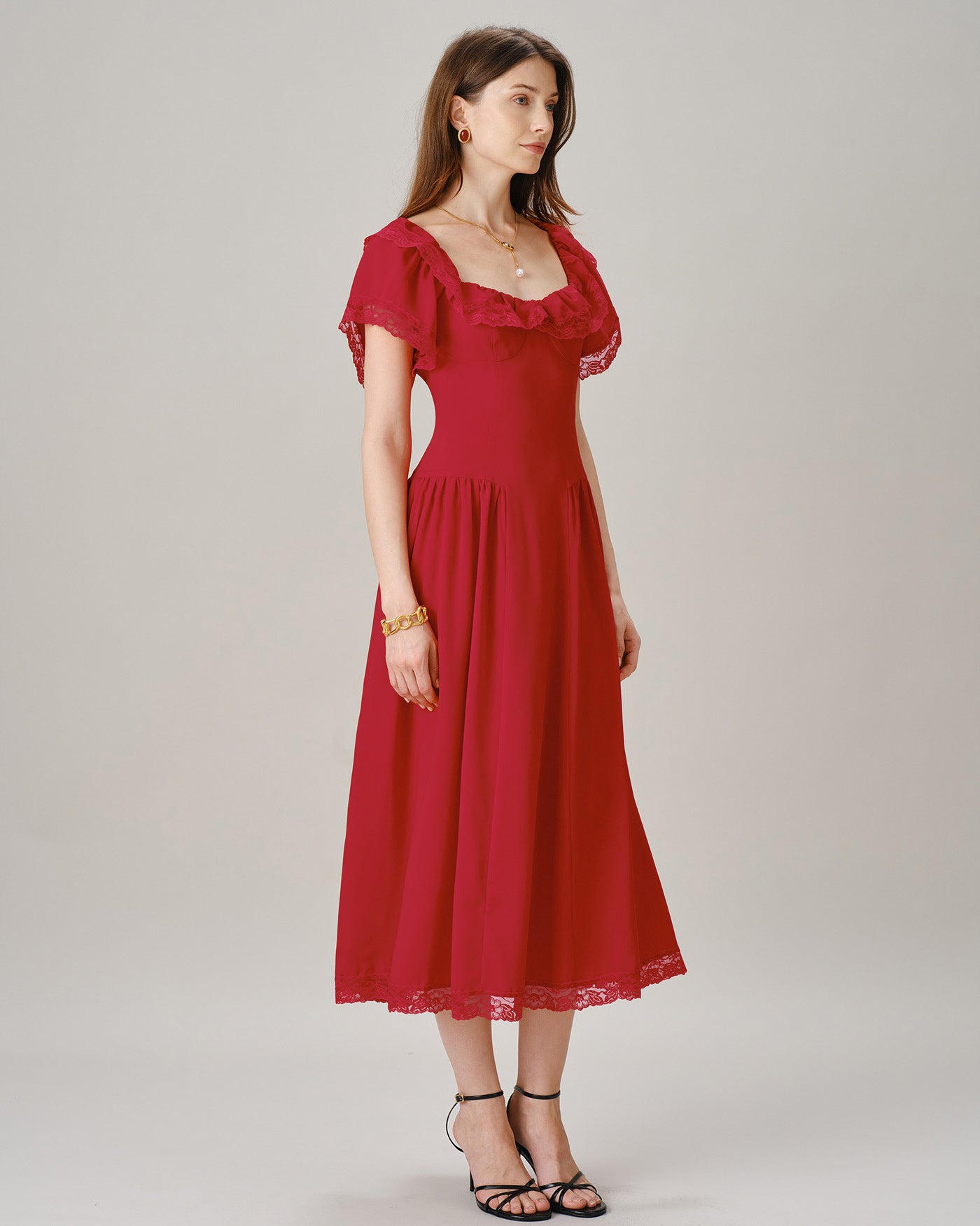 Women's Woven Polyester Midi Dress Dresses - RIHOAS