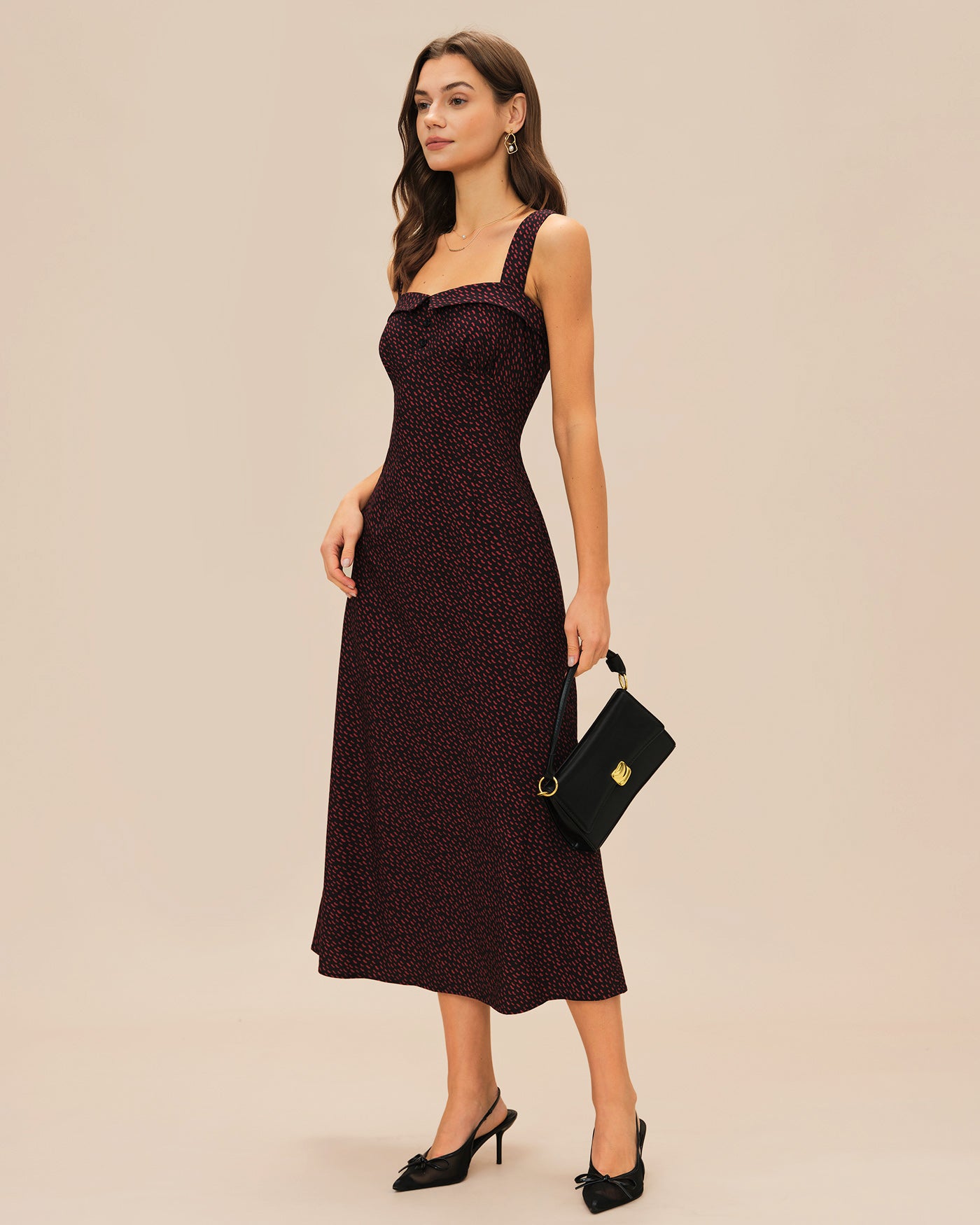 Women's Woven Polyester Midi Dress Dresses - RIHOAS