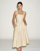 Women's Woven Polyester  Midi Dress Dresses - RIHOAS
