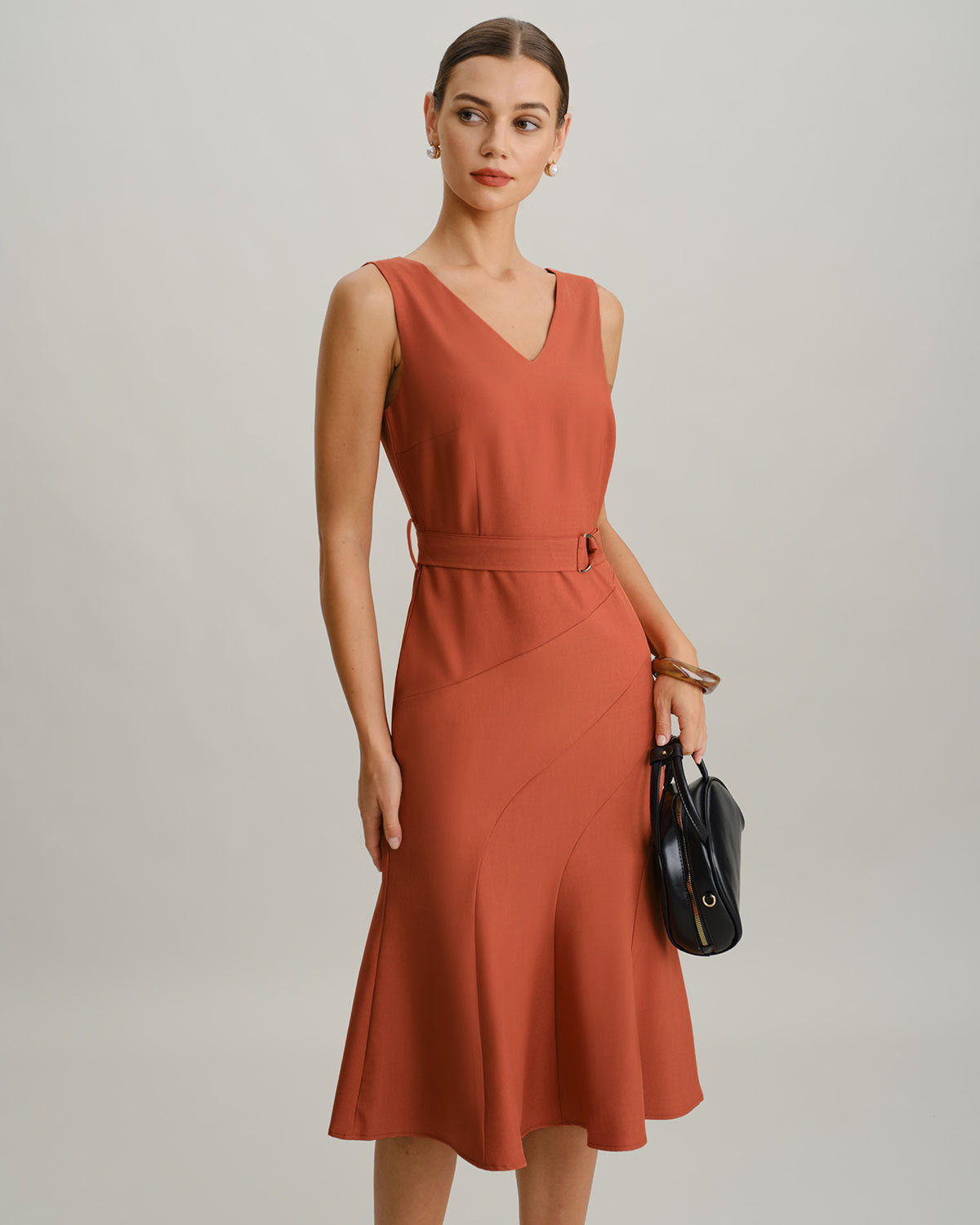 Women's Woven Polyester Midi Dress Dresses - RIHOAS