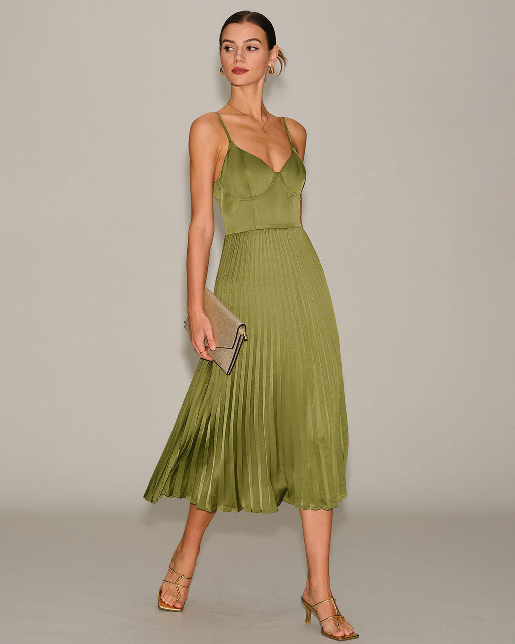 Women's Woven Polyester Midi Dress Dresses - RIHOAS