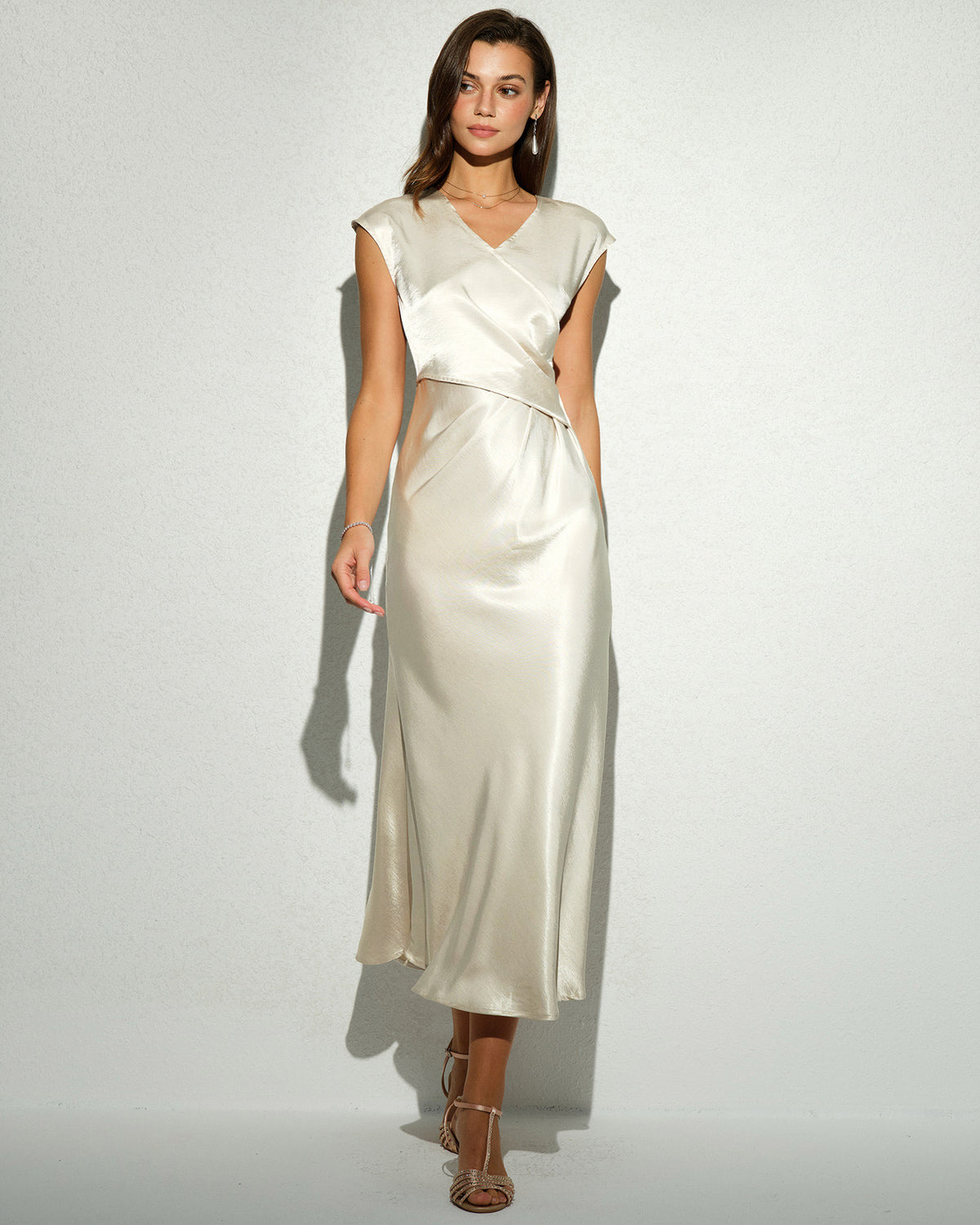 Women's Woven Polyester Midi Dress Dresses - RIHOAS