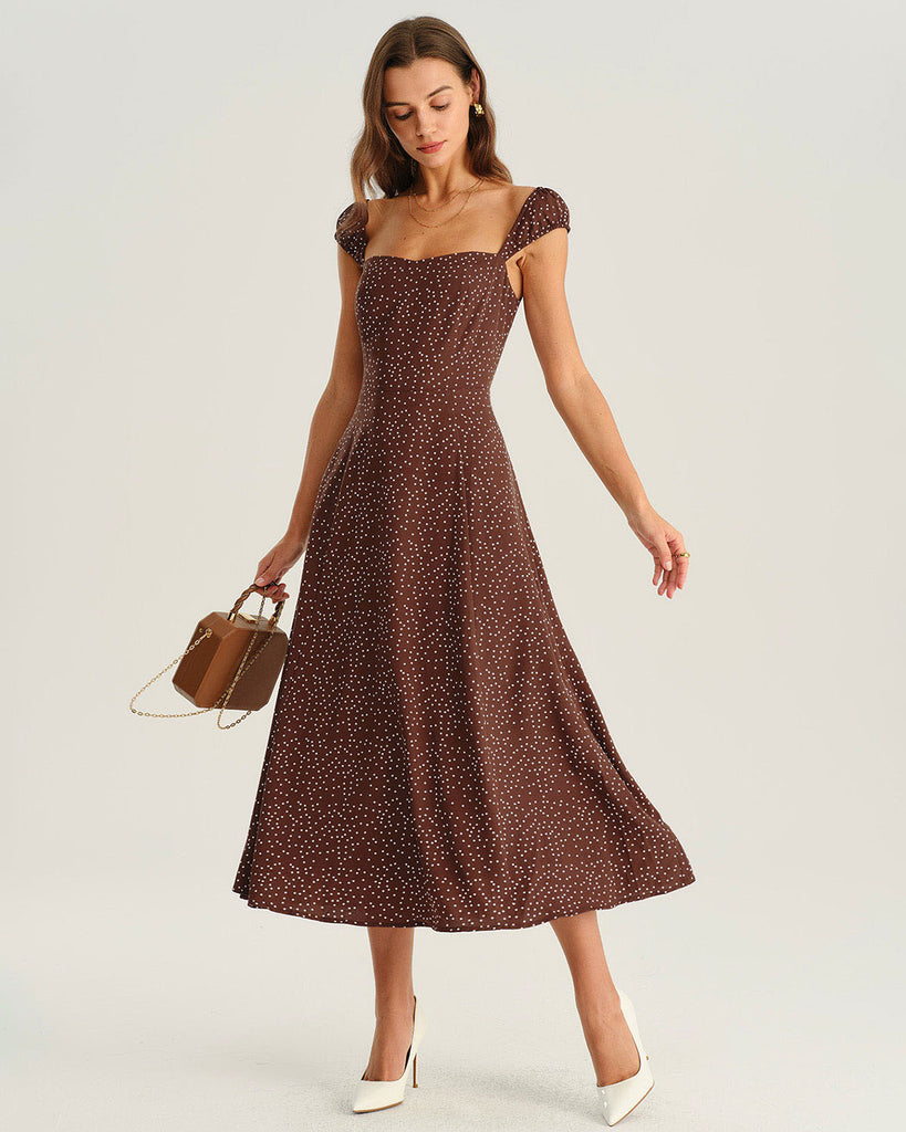 Women's Woven Polyester Midi Dress Dresses - RIHOAS