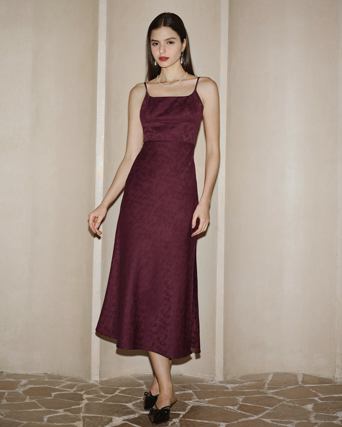 Women's Woven Polyester Midi Dress Dresses - RIHOAS