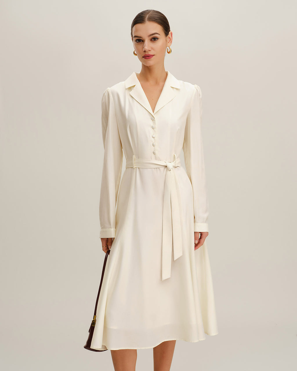 Women's Woven Polyester Midi Dress Dresses - RIHOAS