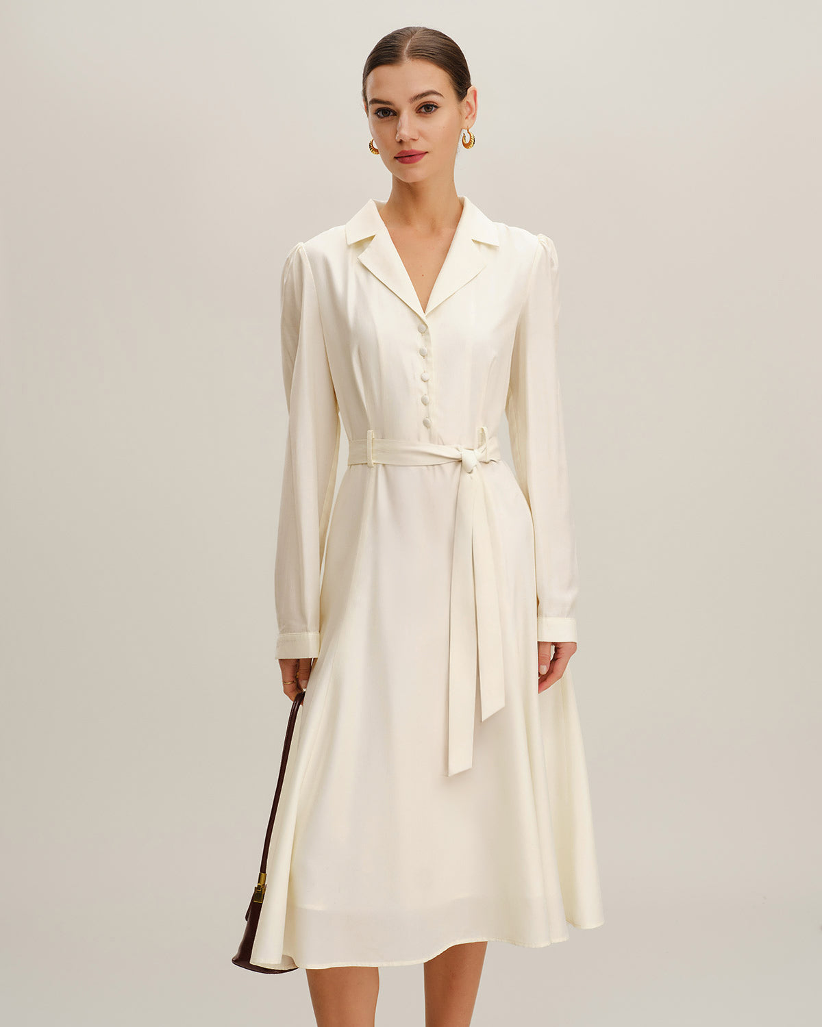 Women's Woven Polyester Midi Dress Dresses - RIHOAS