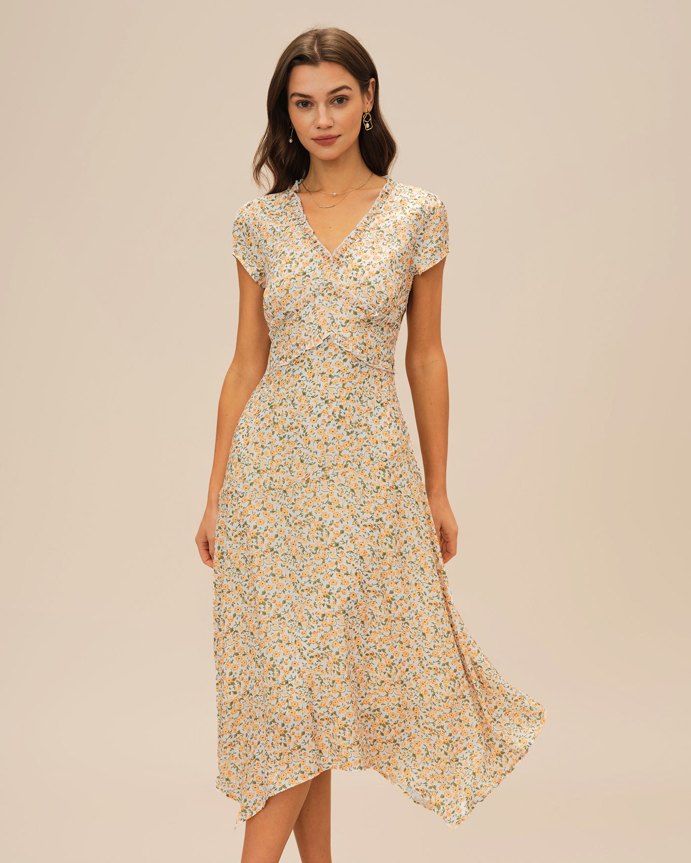 Women's Woven Polyester Midi Dress Dresses - RIHOAS