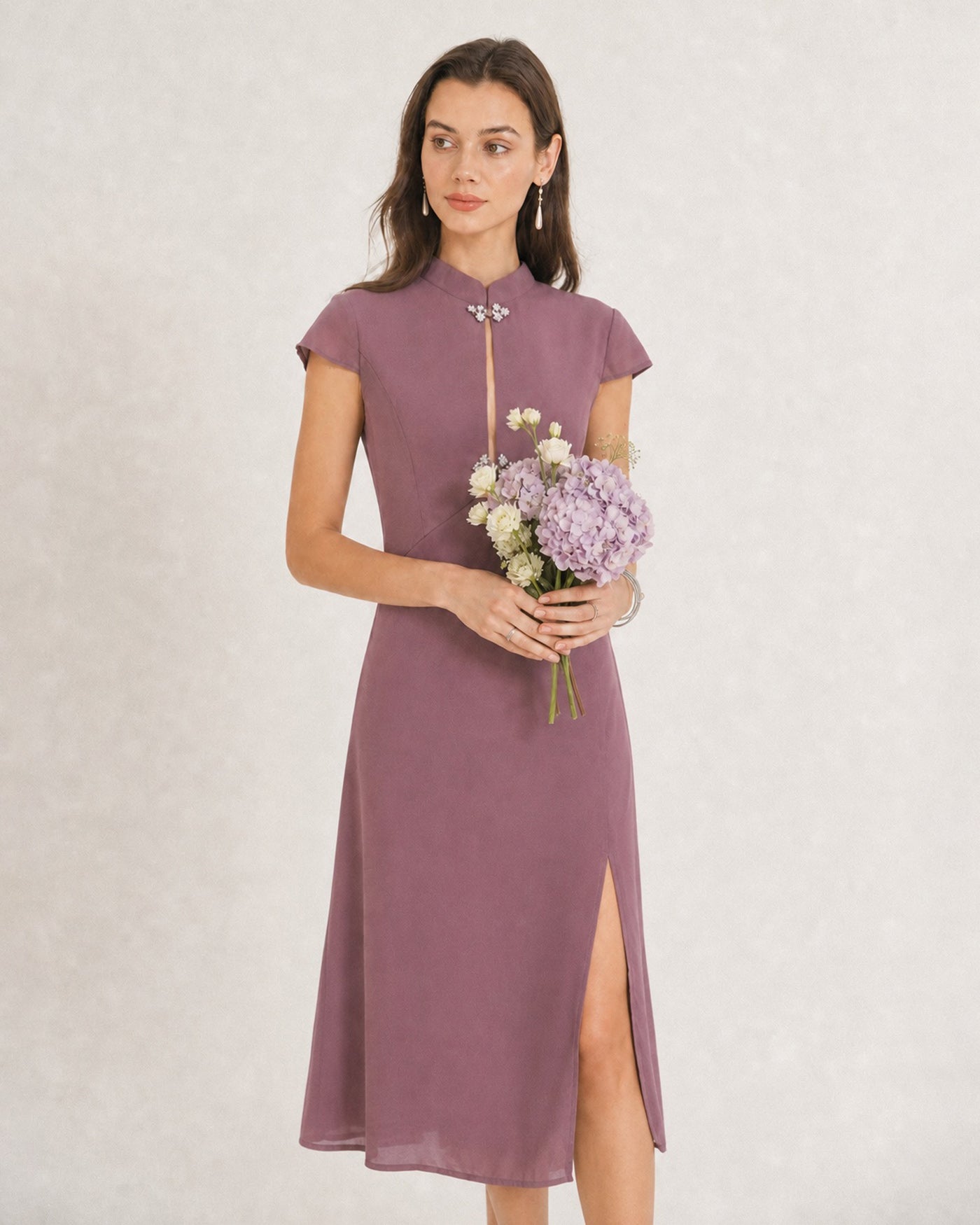 Women's Woven Polyester Midi Dress Dresses - RIHOAS