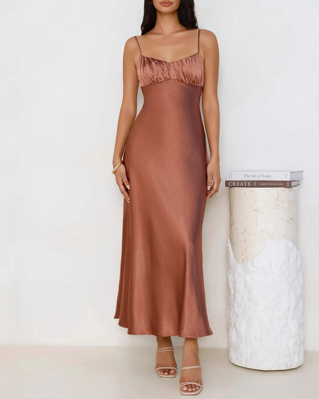 Women's Woven Polyester Midi Dress Dresses - RIHOAS