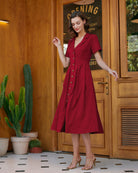 Women's Woven Polyester Midi Dress Dresses - RIHOAS