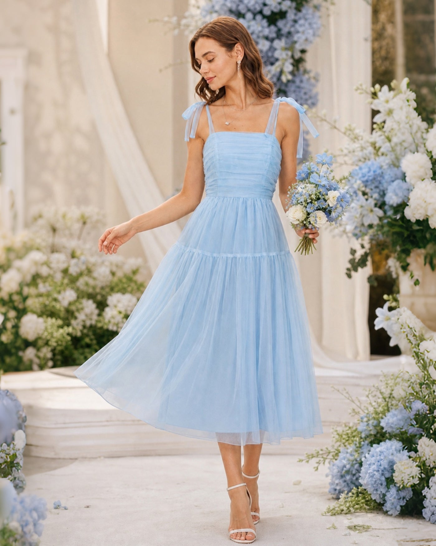Women's Woven Polyester Midi Dress Dresses - RIHOAS