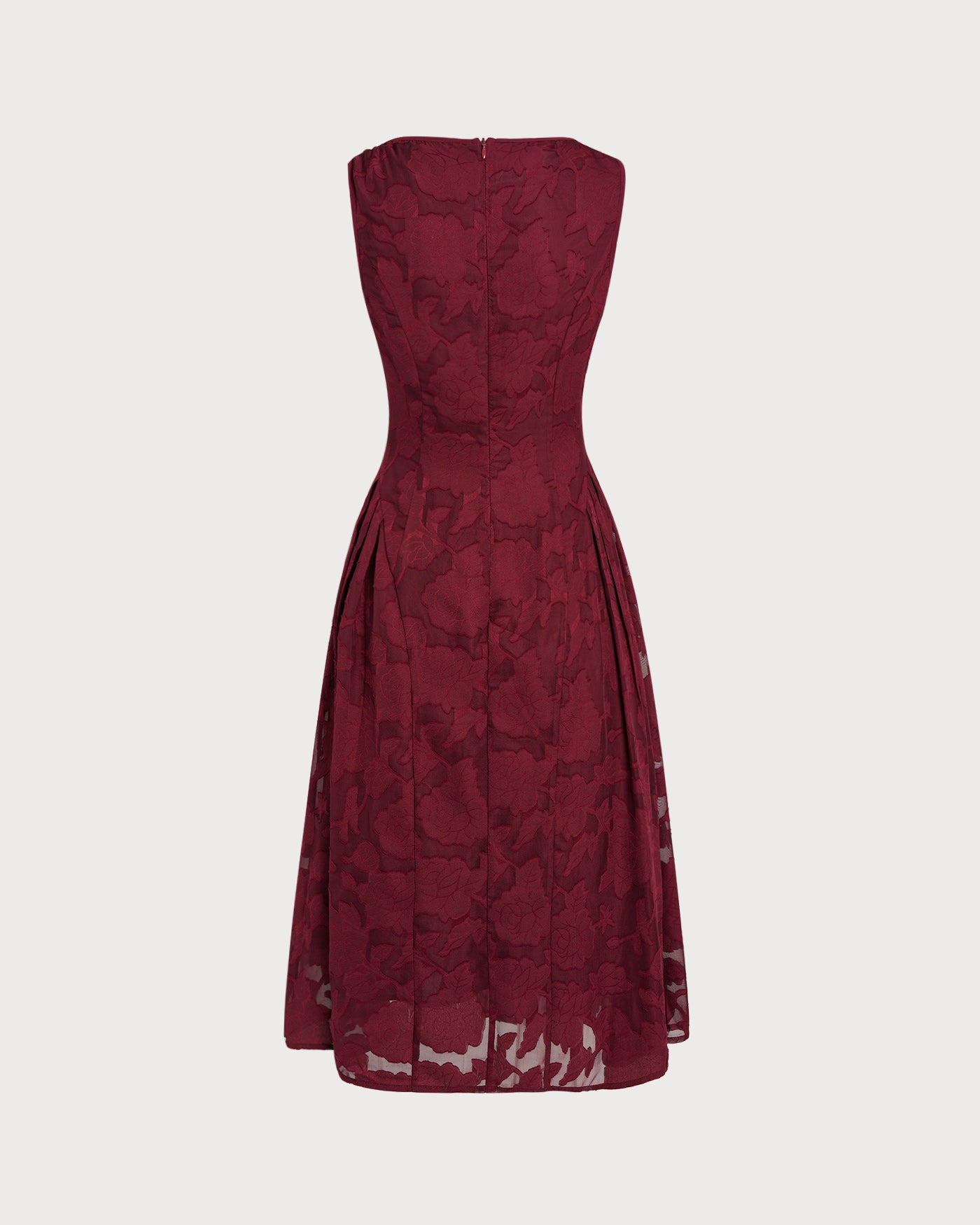 Red Jacquard Chiffon Midi Dress & Reviews - Red - Dresses | RIHOAS