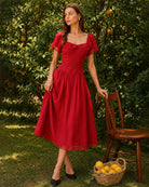 Women's Woven Polyester Midi Dress Dresses - RIHOAS