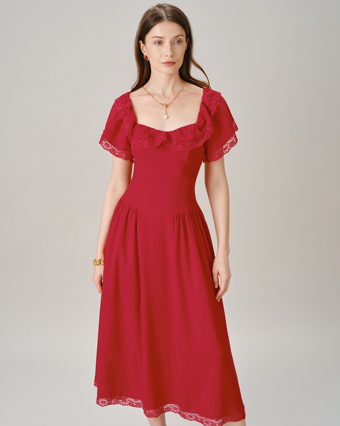 Women's Woven Polyester Midi Dress Dresses - RIHOAS