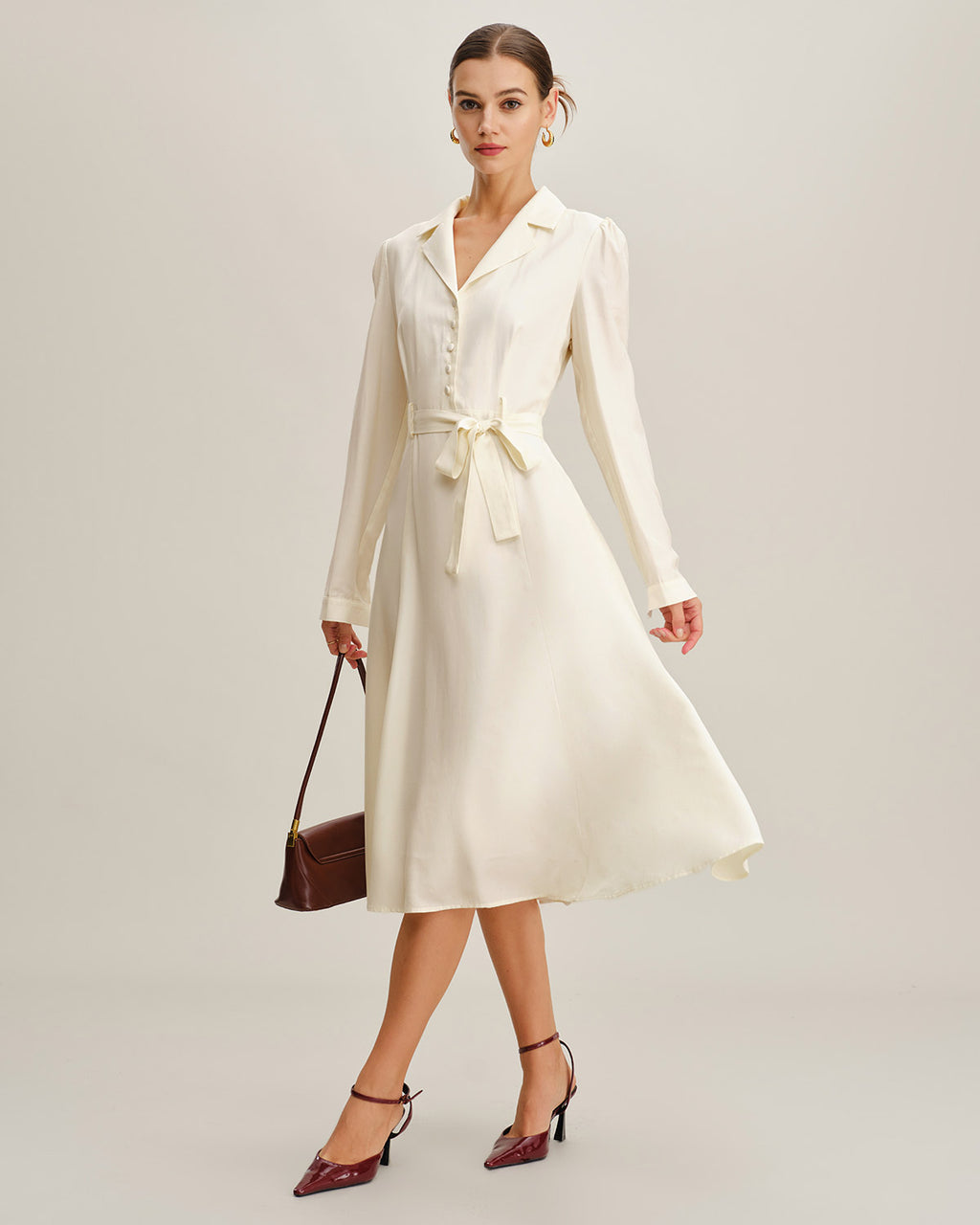 Women's Woven Polyester Midi Dress Dresses - RIHOAS