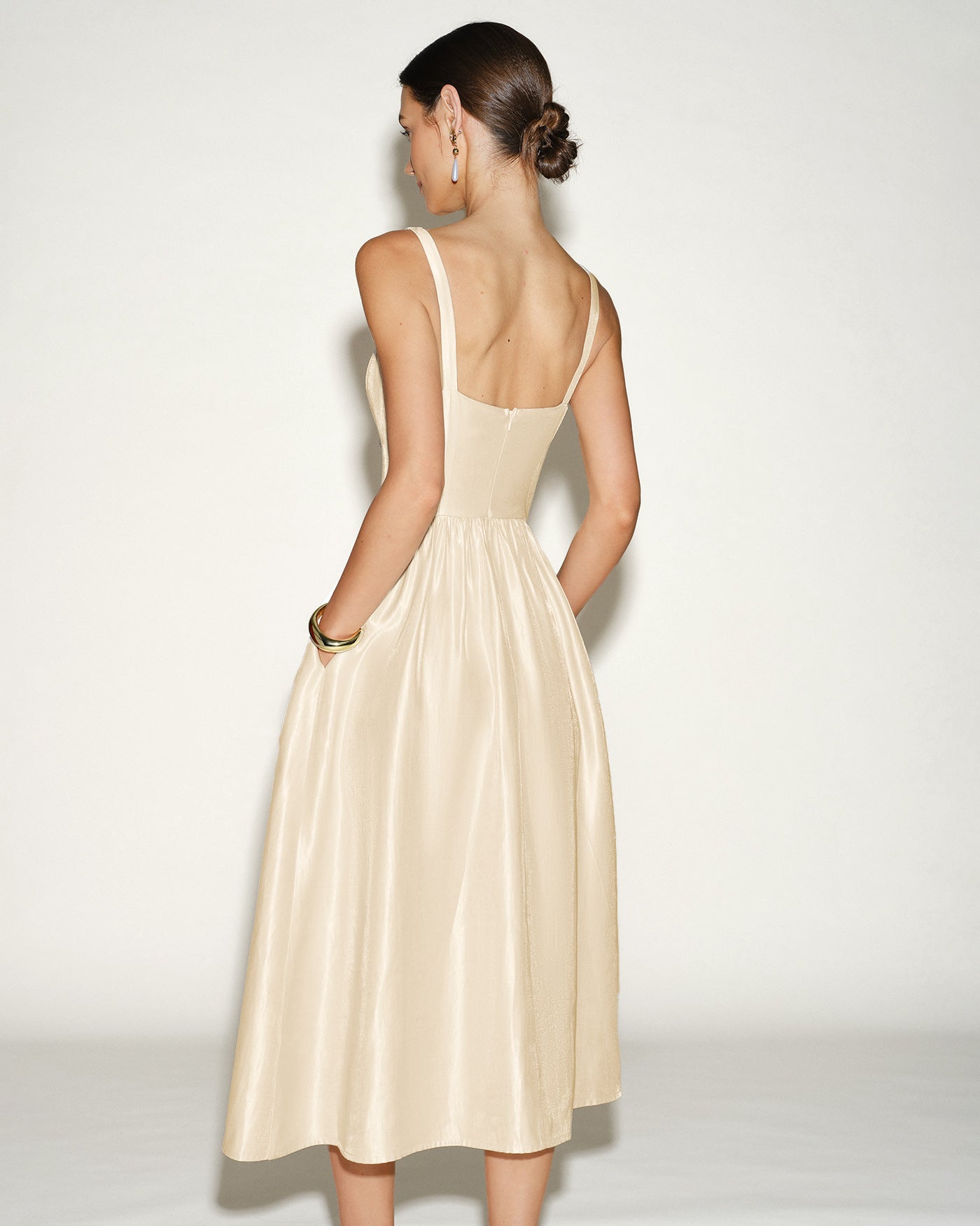 Women's Woven Polyester  Midi Dress Dresses - RIHOAS