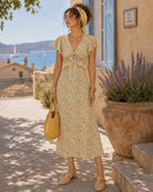 Women's Woven Polyester Midi Dress Dresses - RIHOAS