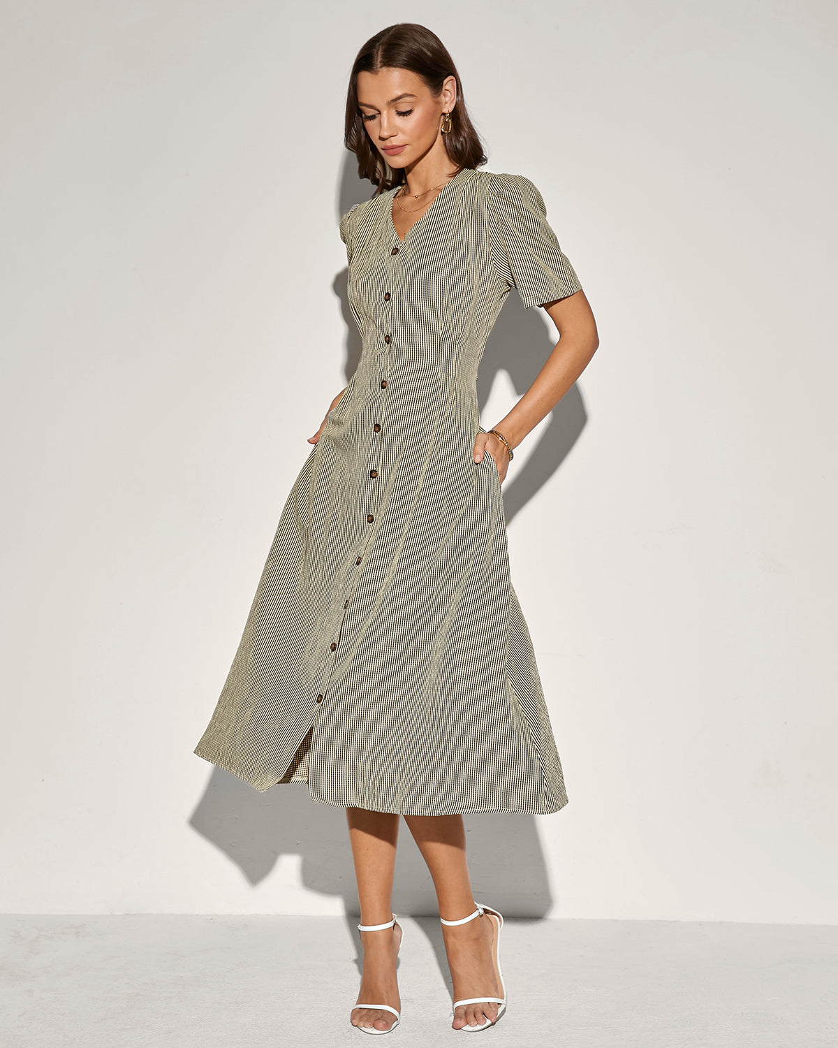 Women's Woven Polyester Midi Dress Dresses - RIHOAS