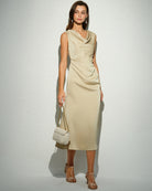 Women's Woven Polyester Midi Dress Dresses - RIHOAS
