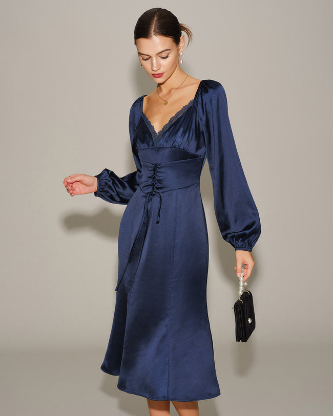 Women's Woven Polyester Midi Dress Dresses - RIHOAS