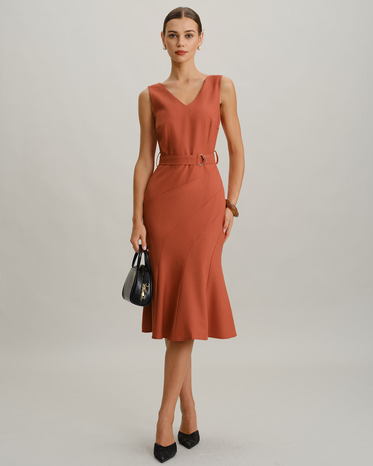 Women's Woven Polyester Midi Dress Dresses - RIHOAS