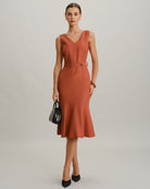 Women's Woven Polyester Midi Dress Dresses - RIHOAS