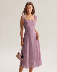 Women's Woven Polyester Midi Dress Dresses - RIHOAS