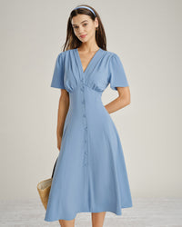Women's Woven Polyester Midi Dress Dresses - RIHOAS