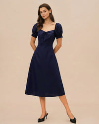 Women's Woven Polyester Midi Dress Dresses - RIHOAS