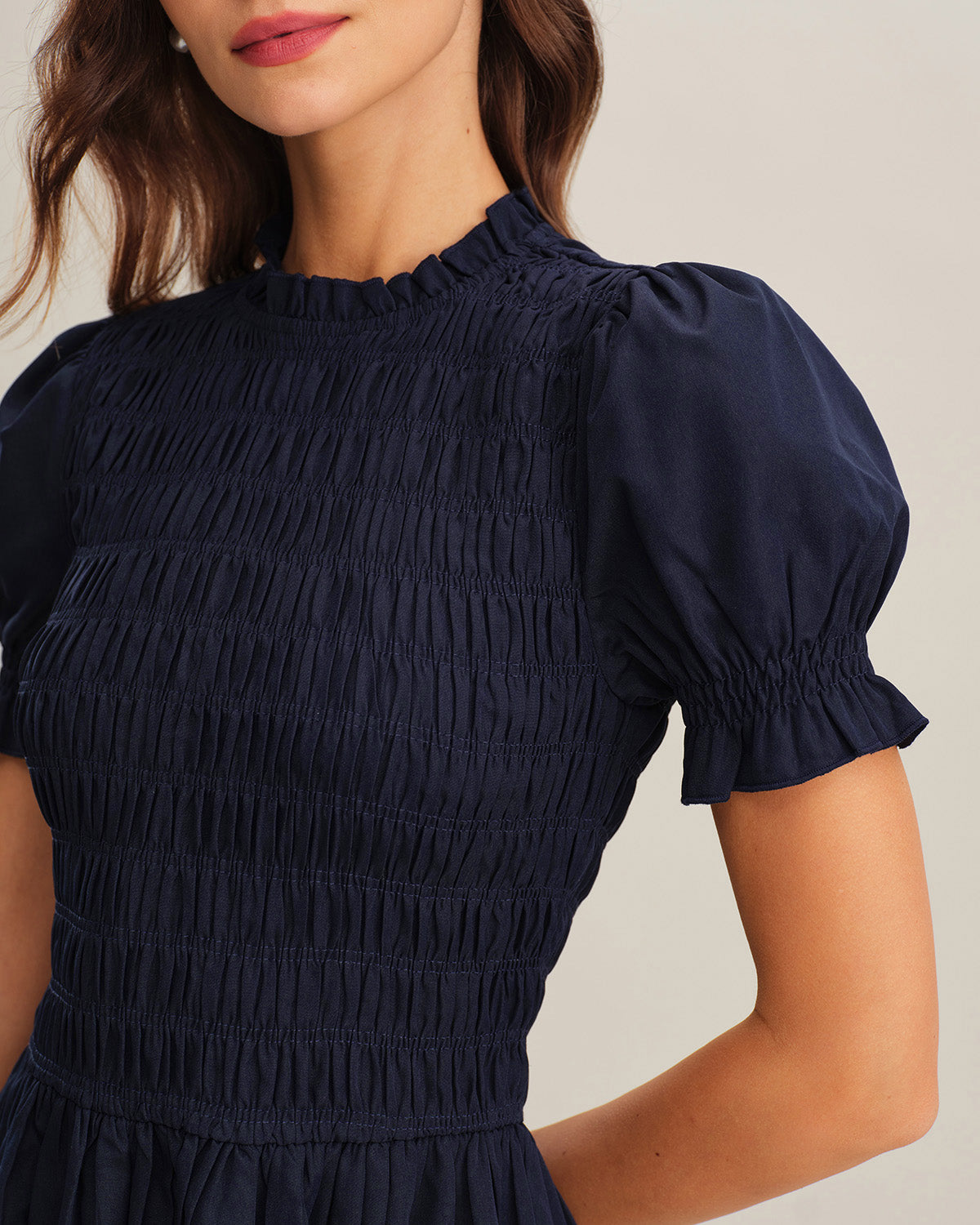 Blue Shirred A-Line Midi Dress & Reviews - Blue - Dresses | RIHOAS Blue Shirred A-Line Midi Dress & Reviews - Blue - Dresses | RIHOAS