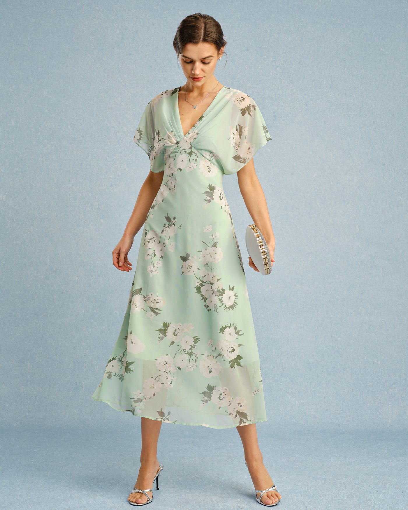 Women's Woven Polyester Midi Dress Dresses - RIHOAS