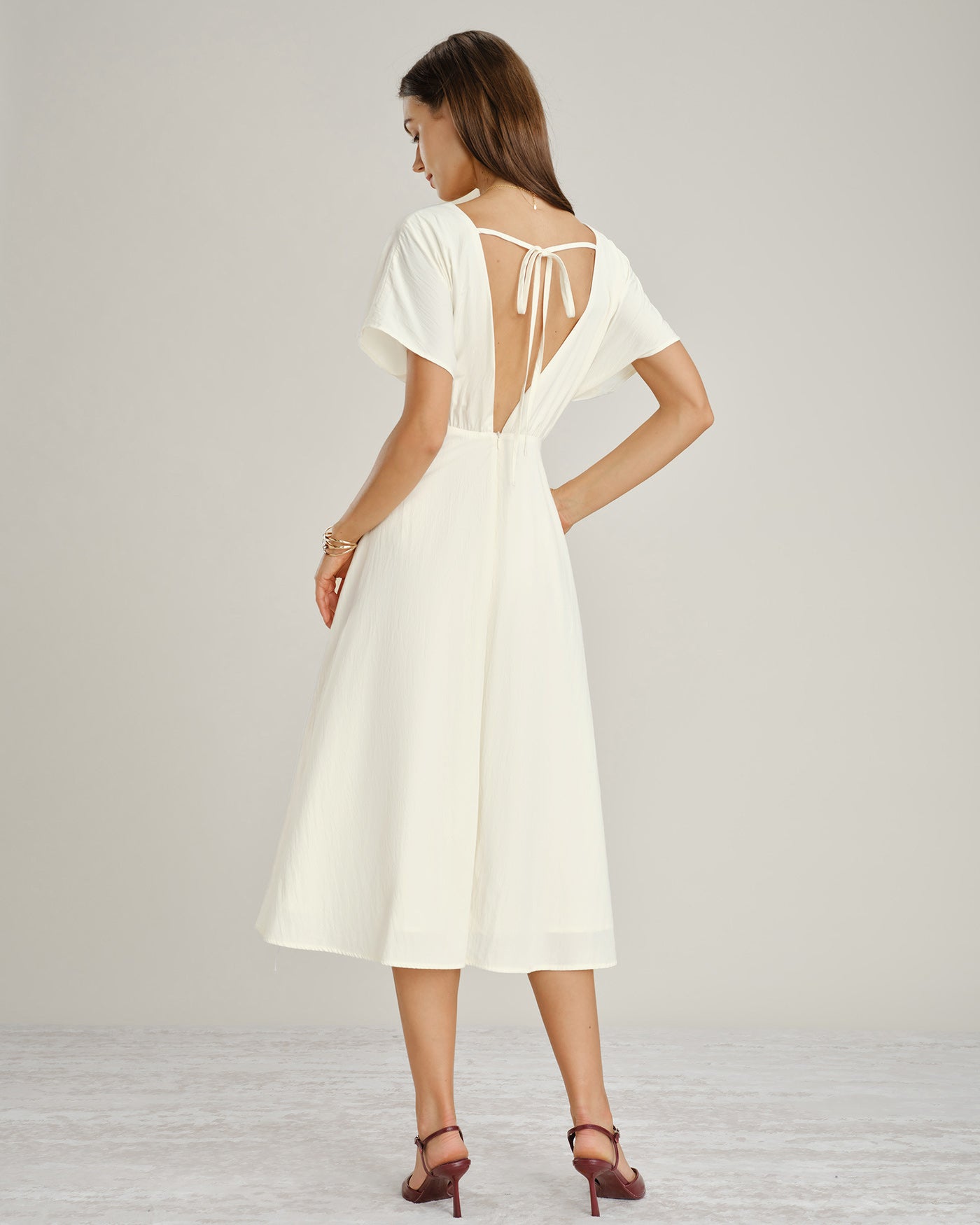 Women's Woven Polyester Midi Dress Dresses - RIHOAS