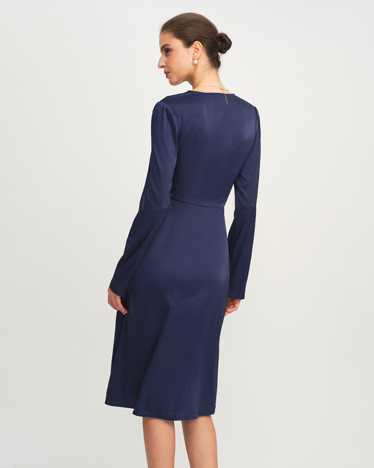 Blue V Neck Pleated Midi Dress & Reviews - Blue - Dresses | RIHOAS Blue V Neck Pleated Midi Dress & Reviews - Blue - Dresses | RIHOAS