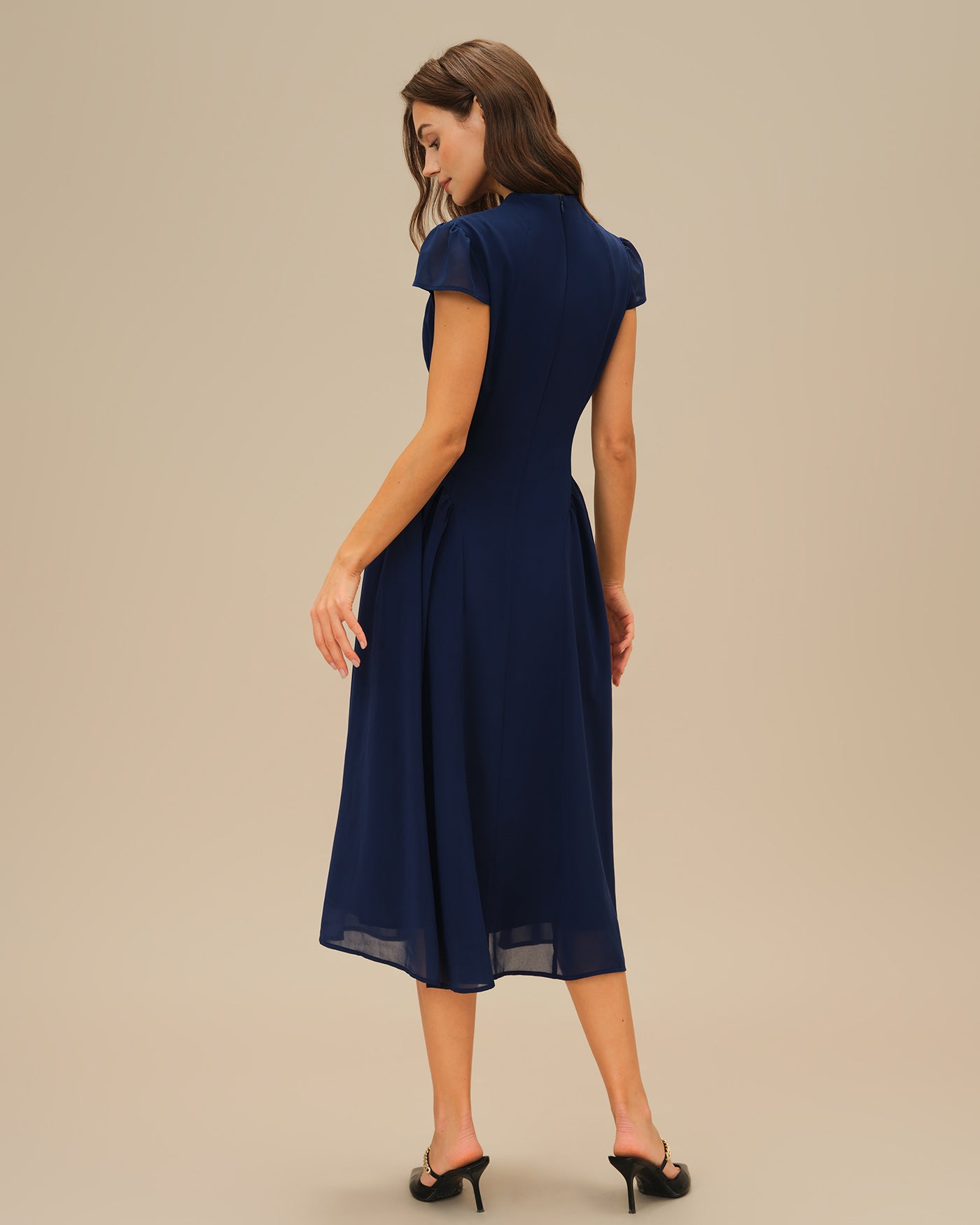 Women's Woven Polyester Midi Dress Dresses - RIHOAS