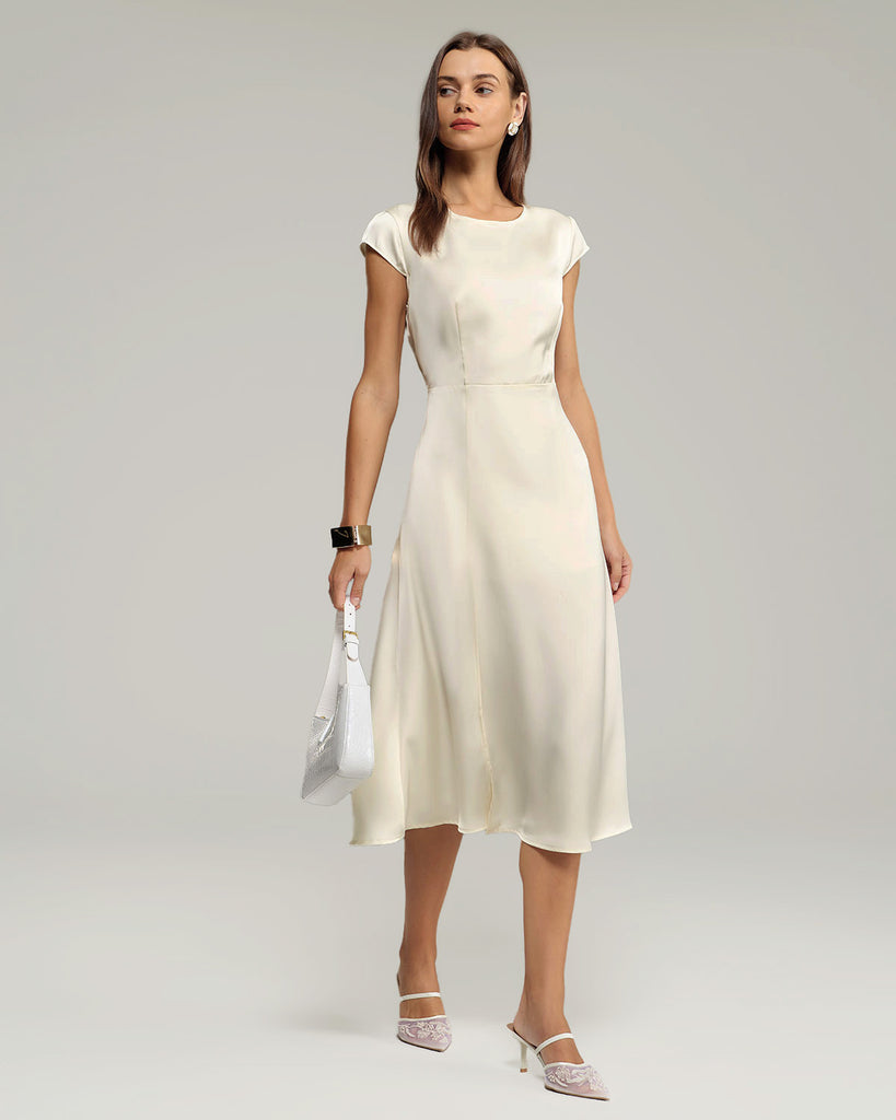 Women's Woven Polyester Midi Dress Dresses - RIHOAS