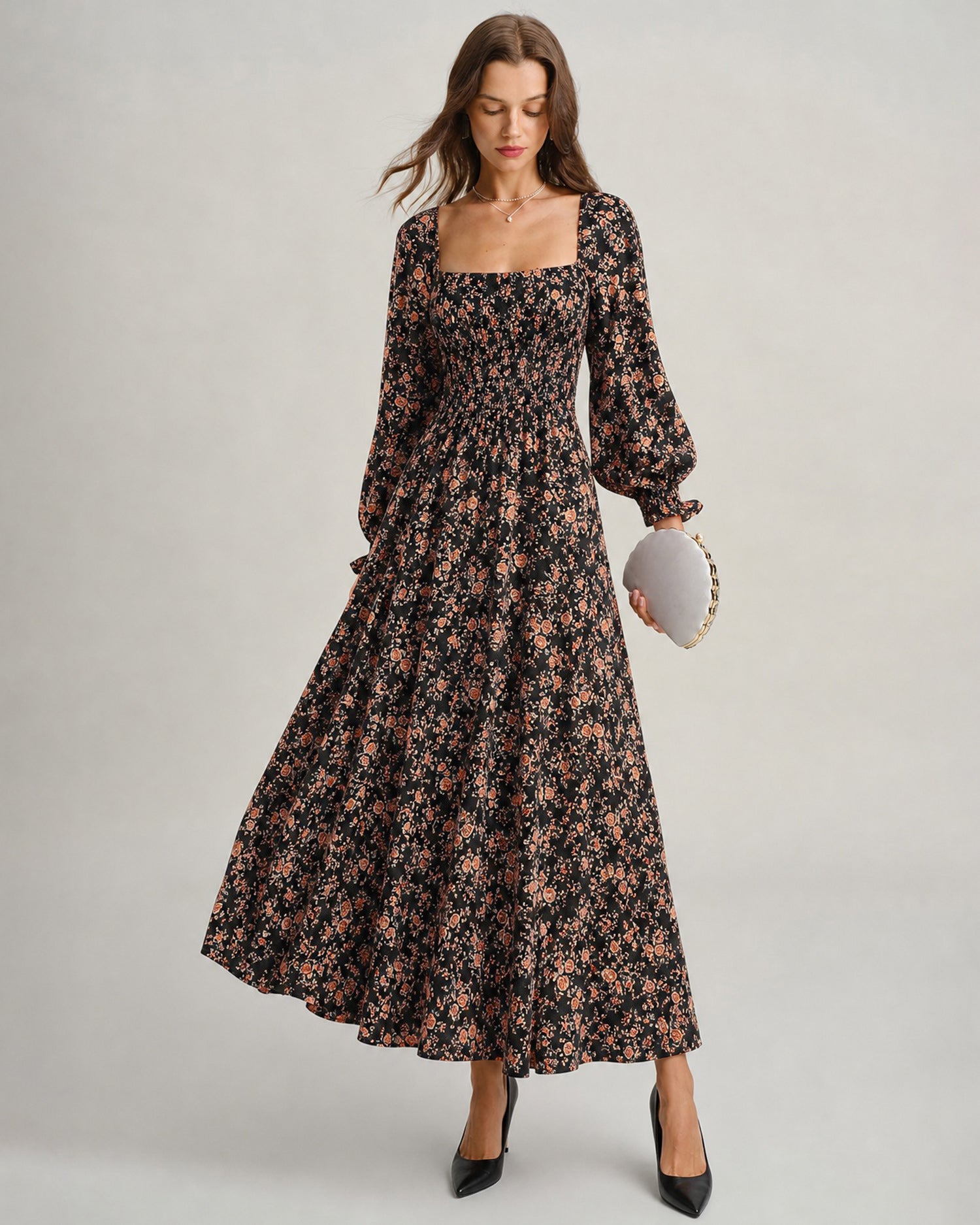 Women’s Woven Polyester Midi Dress - RIHOAS - 02