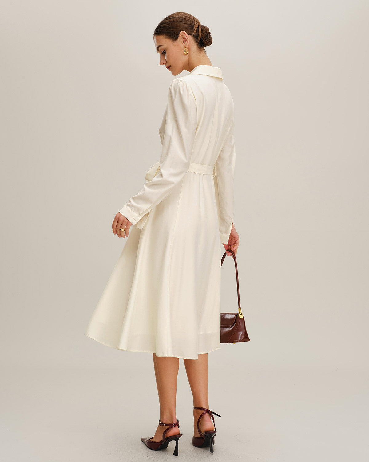 Women's Woven Polyester Midi Dress Dresses - RIHOAS