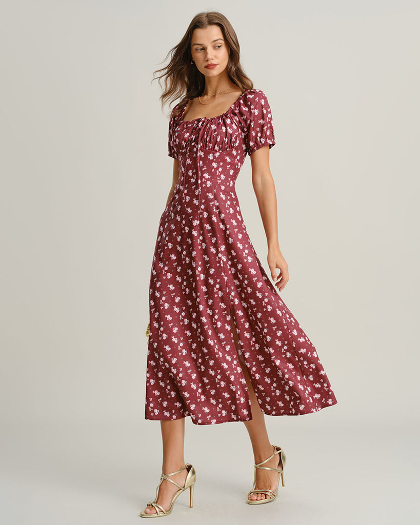 Women's Woven Polyester Midi Dress Dresses - RIHOAS