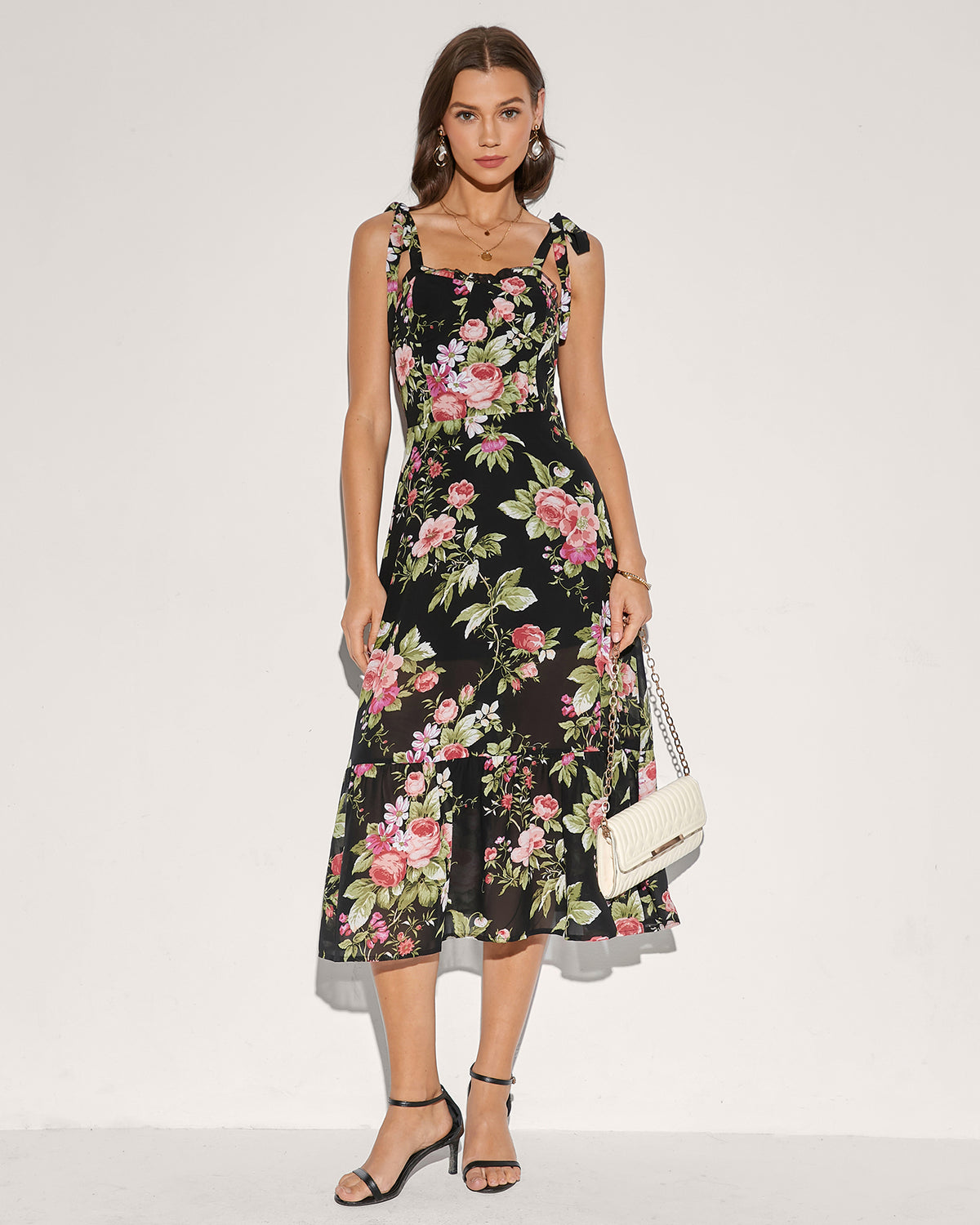 Women's Woven Polyester Midi Dress Dresses - RIHOAS