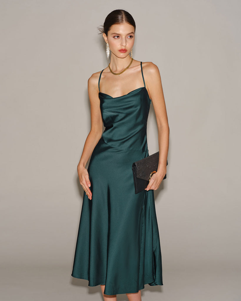 Women's Woven Polyester Midi Dress Dresses - RIHOAS
