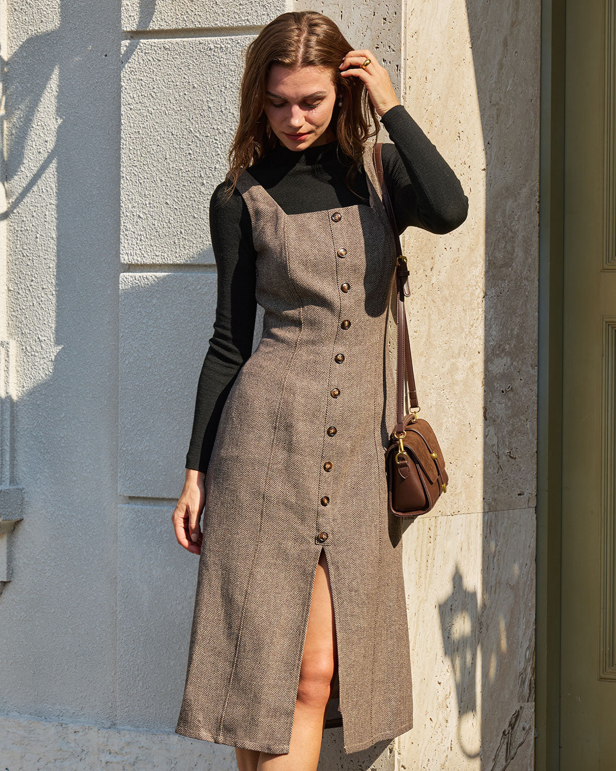 Women's Woven Polyester Midi Dress Dresses - RIHOAS