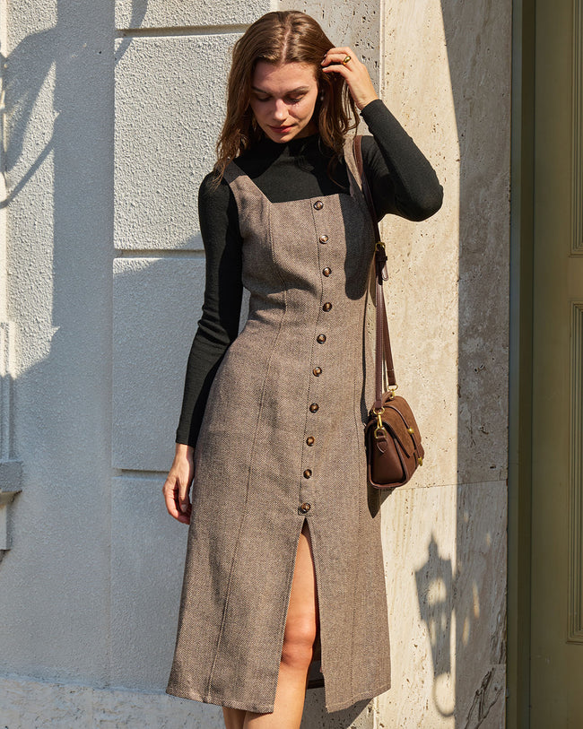 Women's Woven Polyester Midi Dress Dresses - RIHOAS