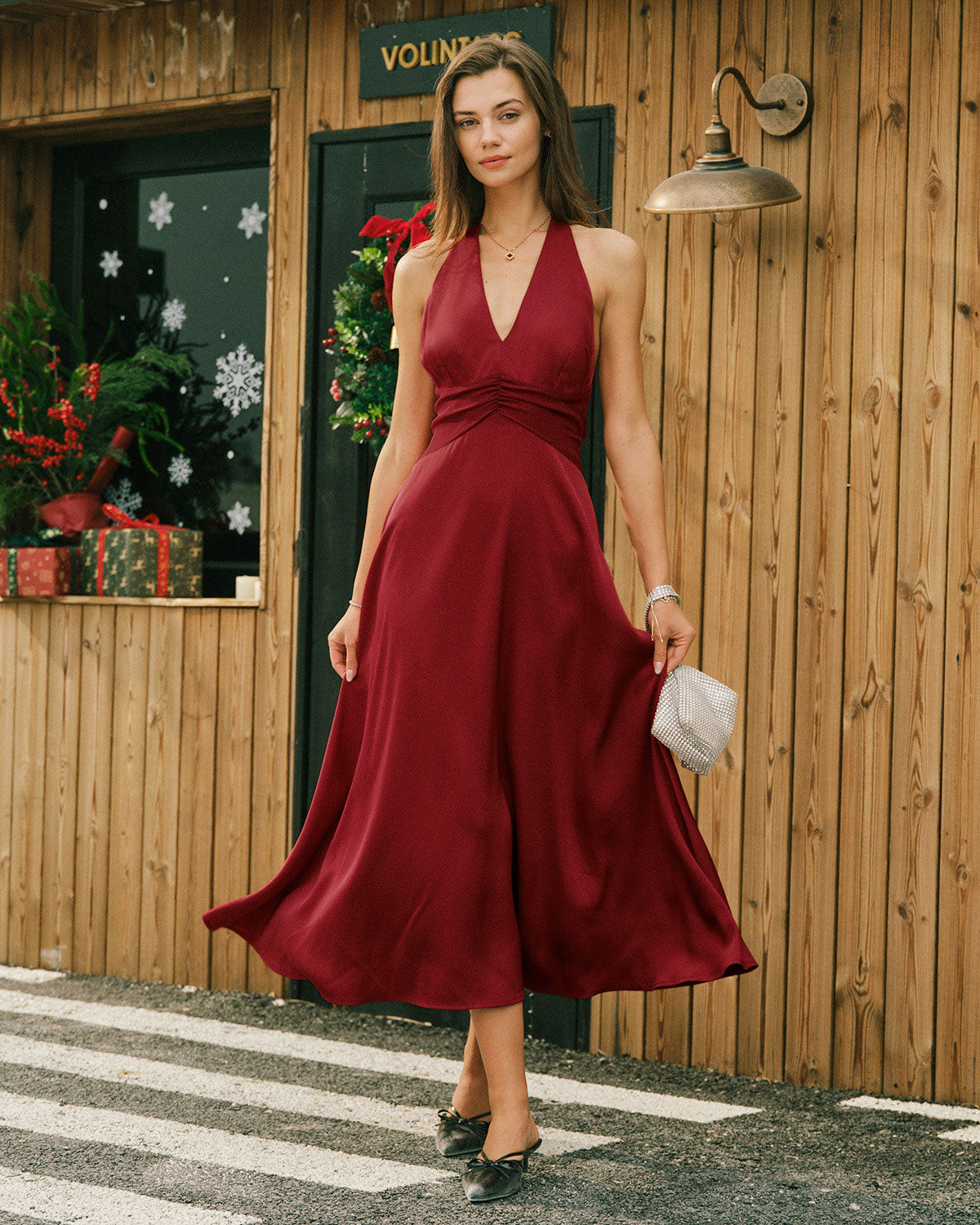 Women's Woven Polyester Midi Dress Dresses - RIHOAS