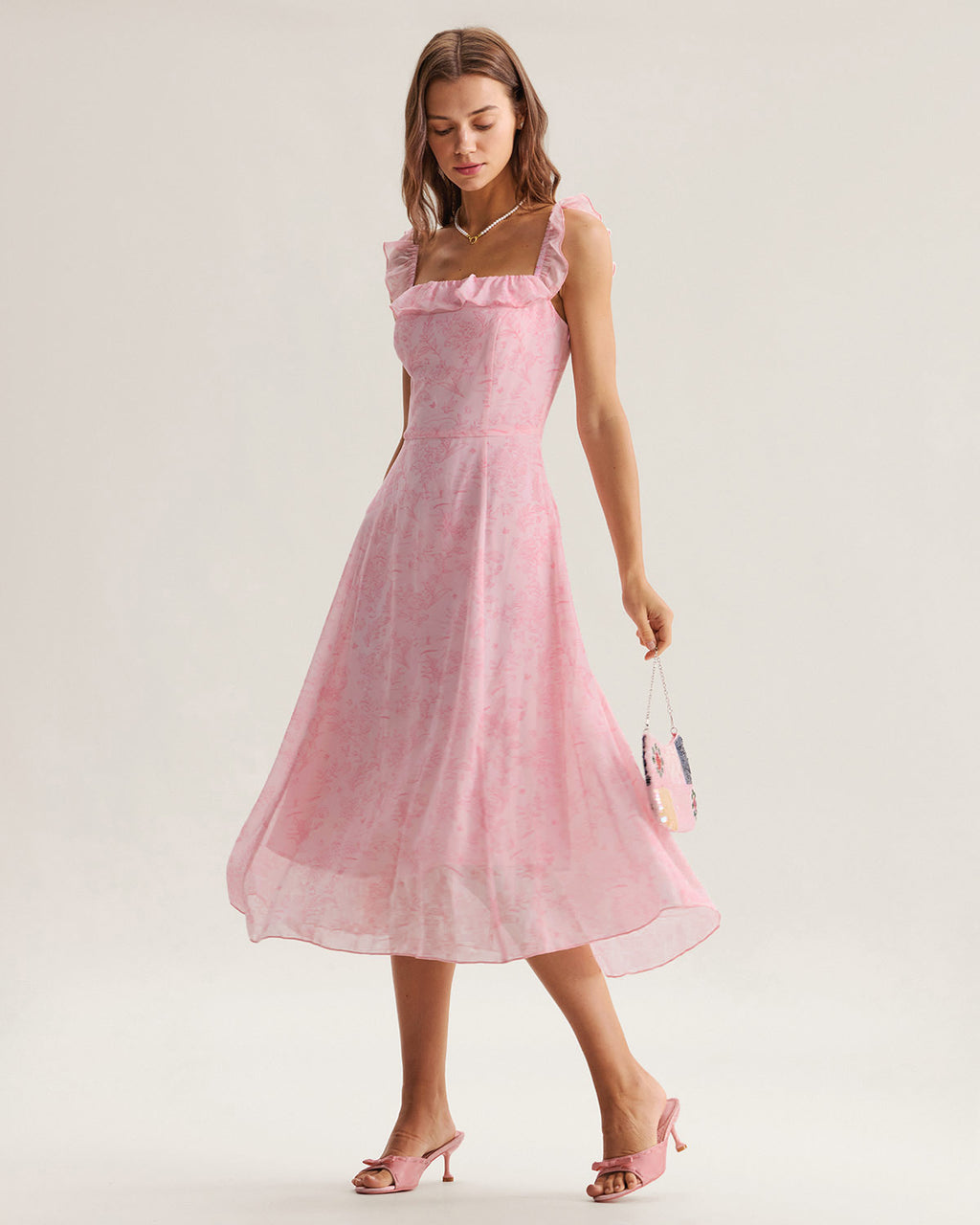 Women's Woven Polyester Midi Dress Dresses - RIHOAS