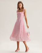 Women's Woven Polyester Midi Dress Dresses - RIHOAS