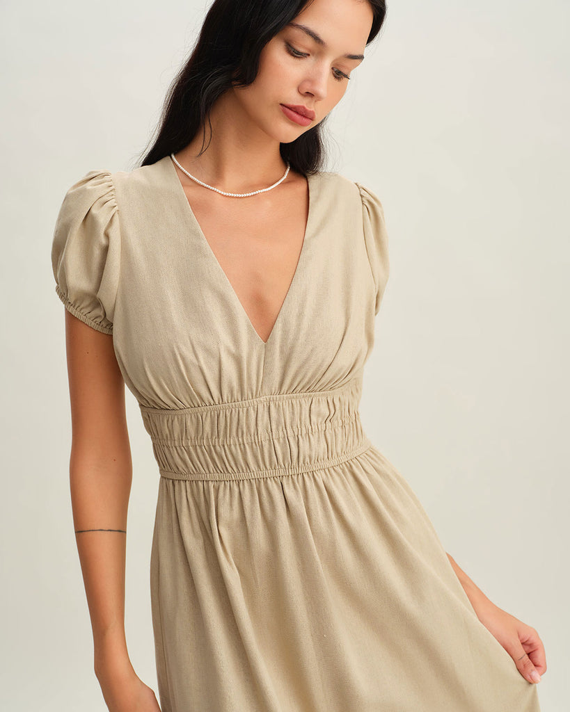 Women's Woven Polyester Midi Dress Dresses - RIHOAS