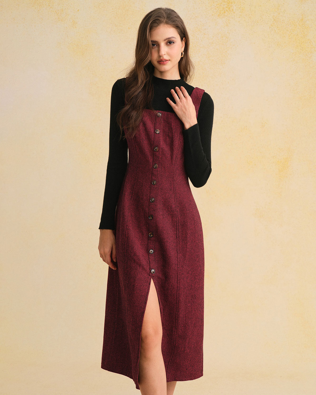 Women's Woven Polyester Midi Dress Dresses - RIHOAS